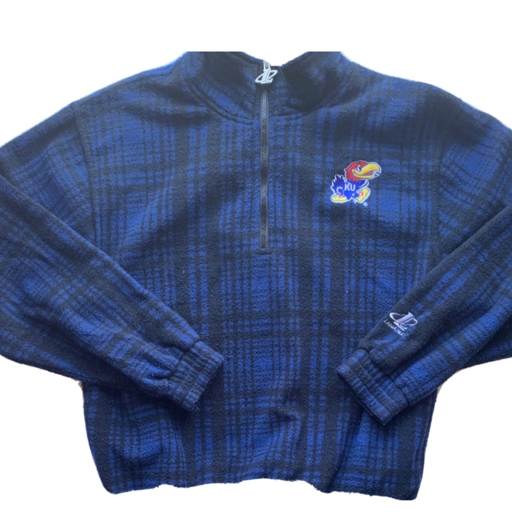 Kansas Jayhawks Mens 1/4 Fleece Blue & Black